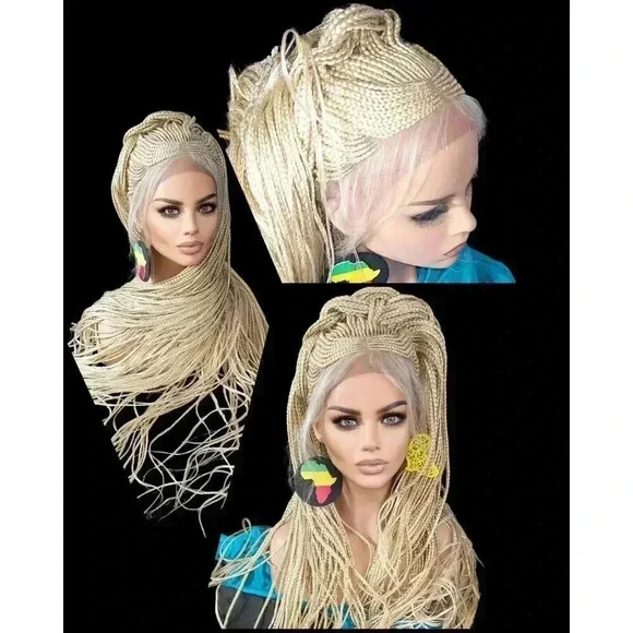 Blond Braided wigs 100% handmade, stunning , very long, feeding cornrows, NWT - Picture 1 of 15